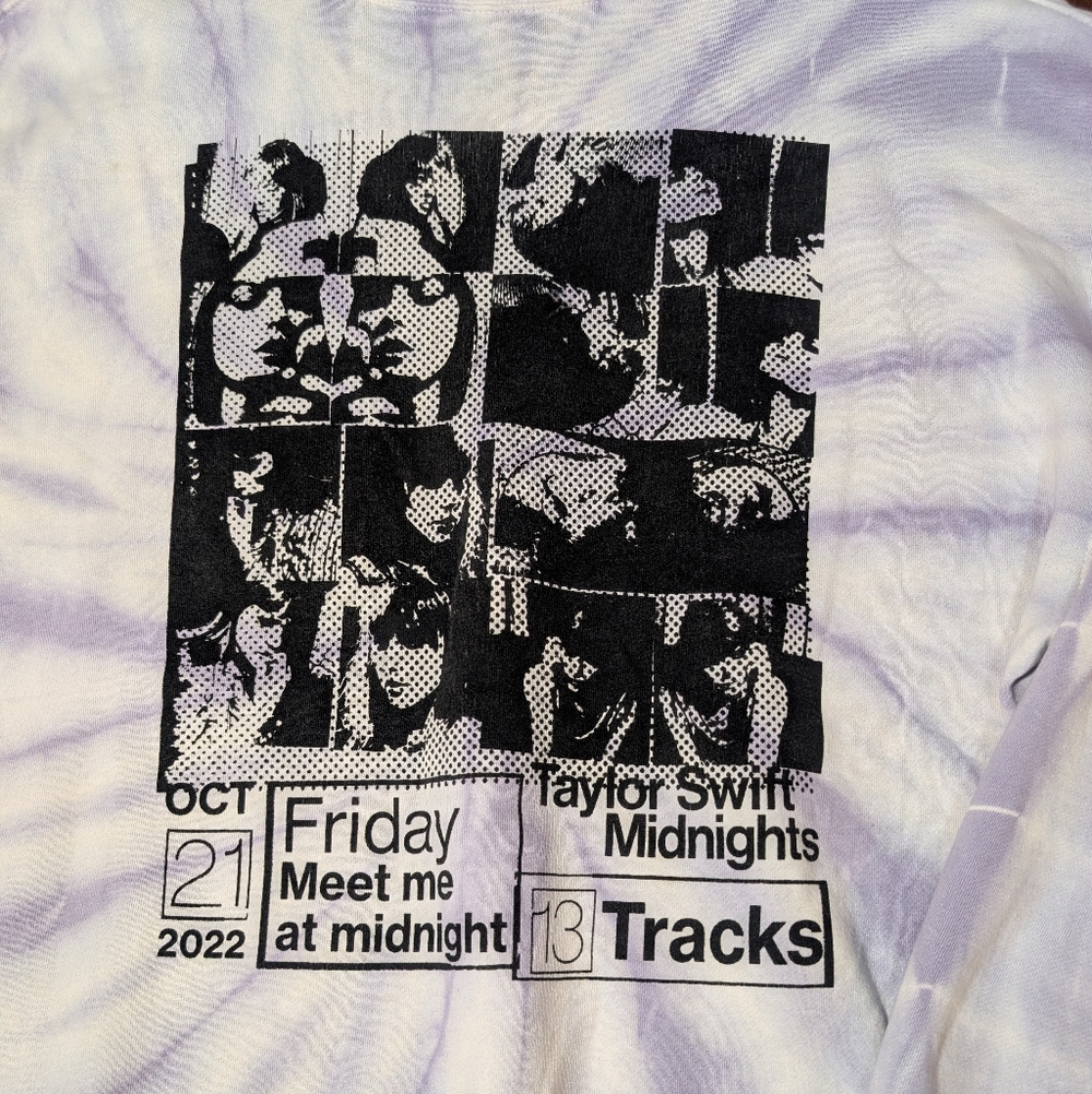 Taylor Swift Midnights Promo 3X Off Shoulder Crewneck Tie Dye Cozy Sweatshirt - Picture 5 of 13